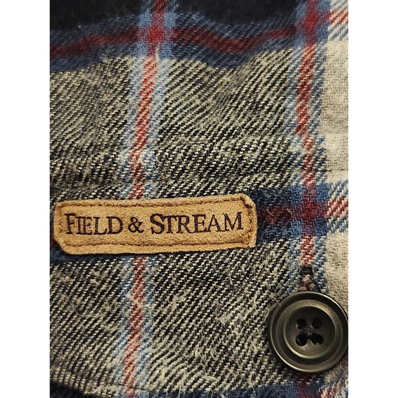 Field & Stream Mens L Blue Plaid Lightweight Flannel Button Up Shirt Western‎ - Picture 6 of 7